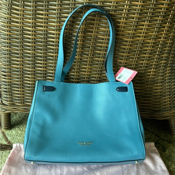 NWT Kate Spade Blue Tote “Niagara Lane”Pebbled Leather Bag - Picture 5 of 11